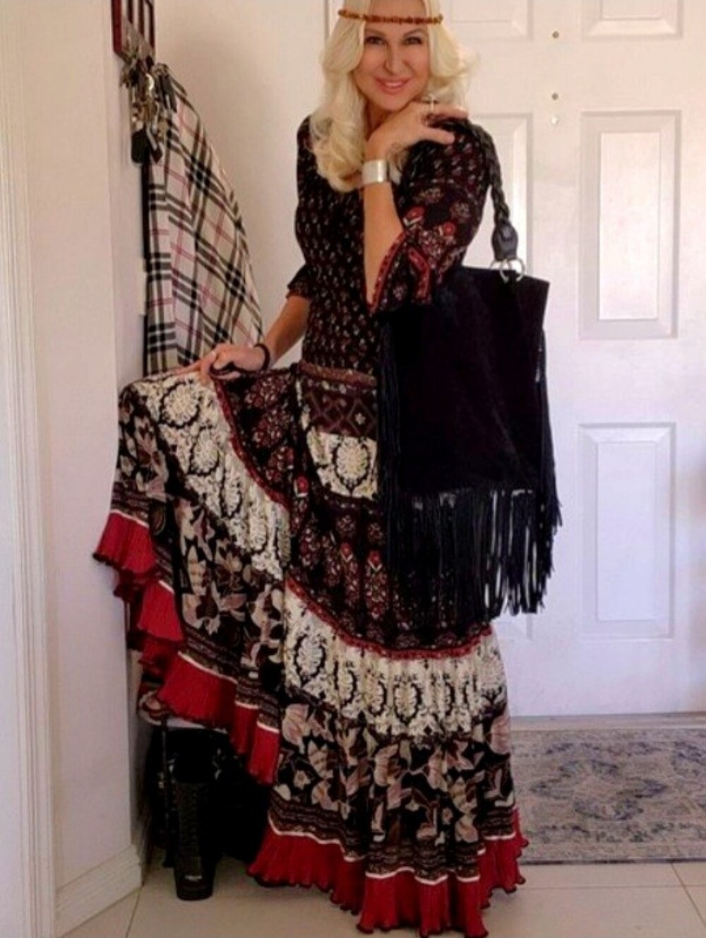 Shabby Chic Hippie Boho Designer Maxi Dress European Cotton cottage